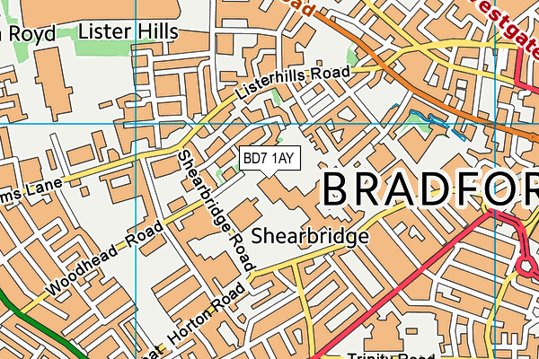 Bradford College (Closed) map (BD7 1AY) - OS VectorMap District (Ordnance Survey)