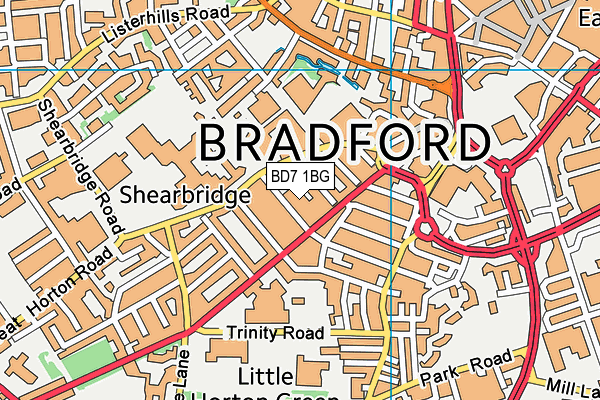 BD7 1BG map - OS VectorMap District (Ordnance Survey)