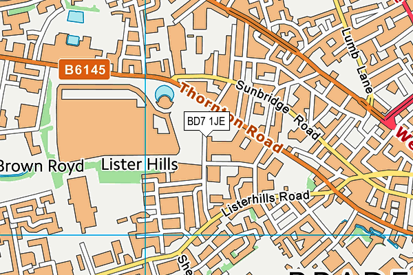 Xercise4less (Bradford) (Closed) map (BD7 1JE) - OS VectorMap District (Ordnance Survey)