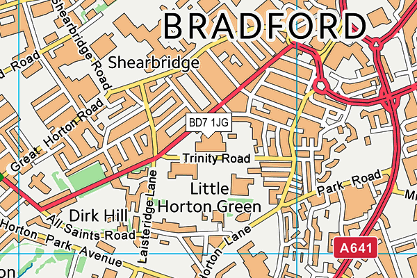 Bradford College (Trinity Green Campus) map (BD7 1JG) - OS VectorMap District (Ordnance Survey)
