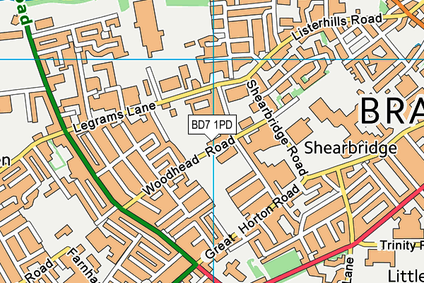 BD7 1PD map - OS VectorMap District (Ordnance Survey)