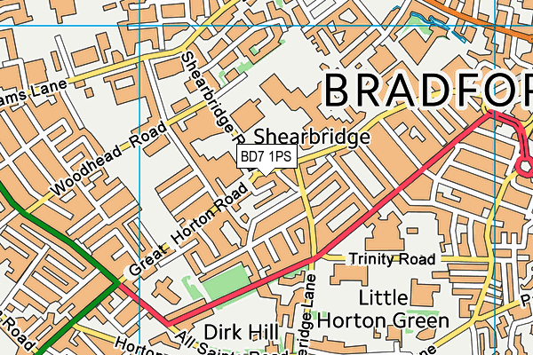 BD7 1PS map - OS VectorMap District (Ordnance Survey)