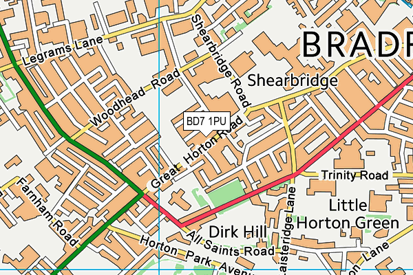 BD7 1PU map - OS VectorMap District (Ordnance Survey)