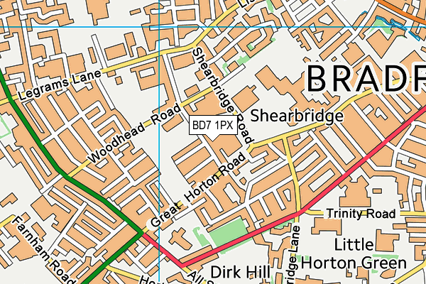 Grange Interlink Community Centre map (BD7 1PX) - OS VectorMap District (Ordnance Survey)