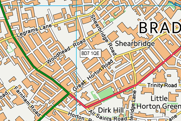 Woodhead Road Recreation Ground map (BD7 1QE) - OS VectorMap District (Ordnance Survey)