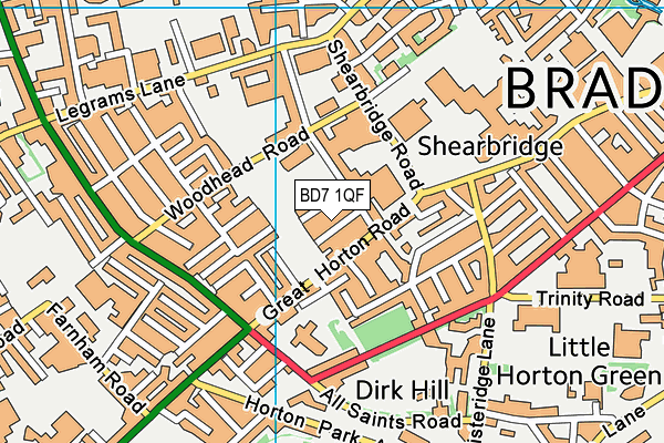 BD7 1QF map - OS VectorMap District (Ordnance Survey)
