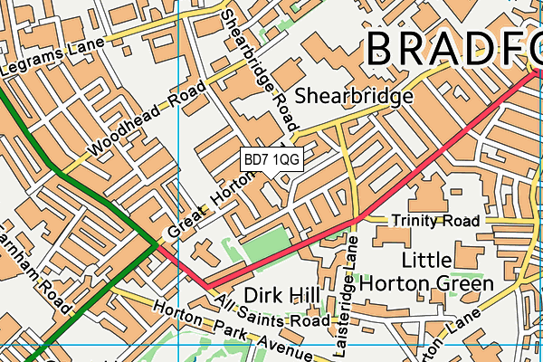 BD7 1QG map - OS VectorMap District (Ordnance Survey)