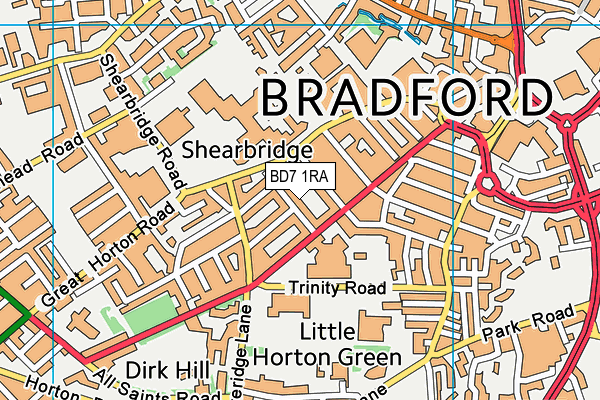 BD7 1RA map - OS VectorMap District (Ordnance Survey)