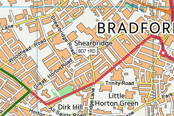 BD7 1RD map - OS VectorMap District (Ordnance Survey)