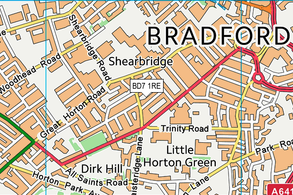 BD7 1RE map - OS VectorMap District (Ordnance Survey)