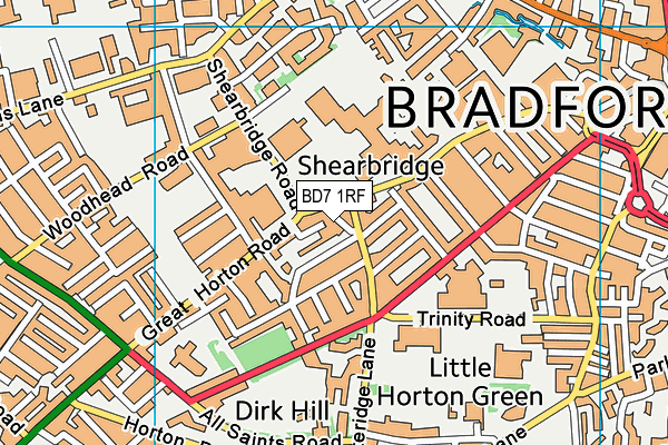 BD7 1RF map - OS VectorMap District (Ordnance Survey)