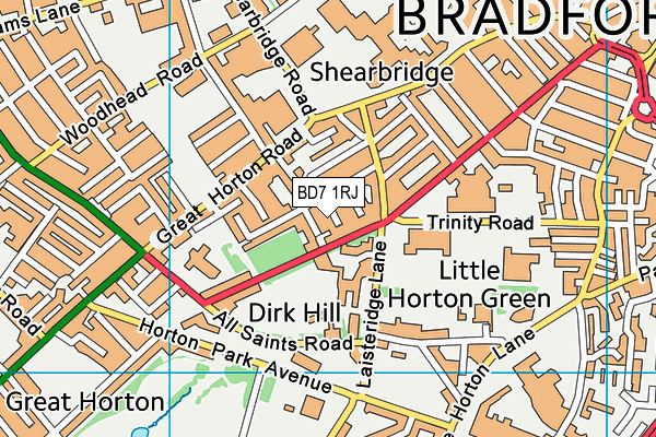 BD7 1RJ map - OS VectorMap District (Ordnance Survey)