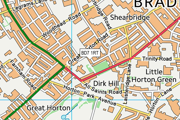 BD7 1RT map - OS VectorMap District (Ordnance Survey)