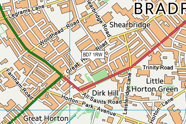 BD7 1RW map - OS VectorMap District (Ordnance Survey)