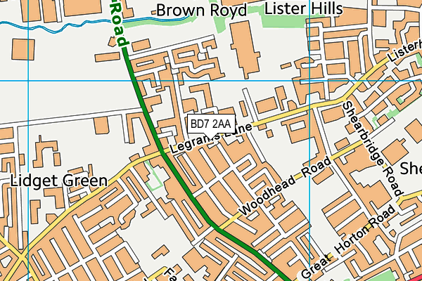 BD7 2AA map - OS VectorMap District (Ordnance Survey)