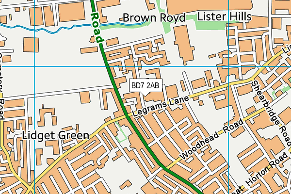 BD7 2AB map - OS VectorMap District (Ordnance Survey)