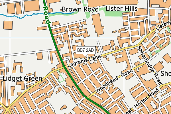 BD7 2AD map - OS VectorMap District (Ordnance Survey)