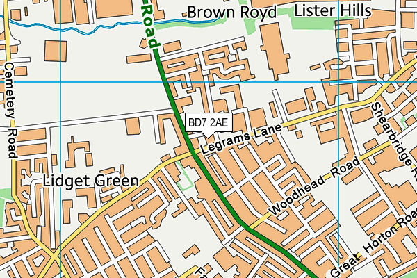 BD7 2AE map - OS VectorMap District (Ordnance Survey)