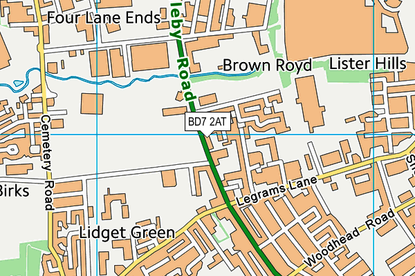 BD7 2AT map - OS VectorMap District (Ordnance Survey)