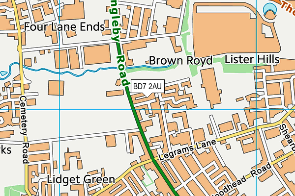 BD7 2AU map - OS VectorMap District (Ordnance Survey)