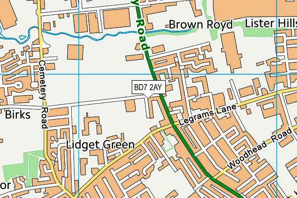 BD7 2AY map - OS VectorMap District (Ordnance Survey)