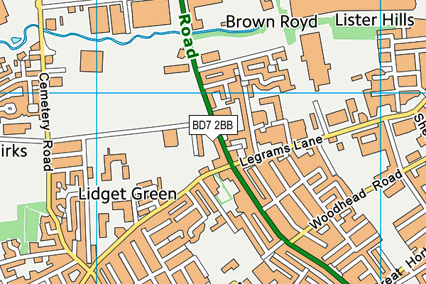 BD7 2BB map - OS VectorMap District (Ordnance Survey)