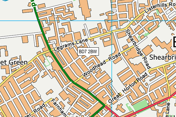 BD7 2BW map - OS VectorMap District (Ordnance Survey)