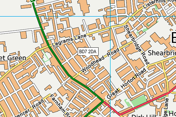 BD7 2DA map - OS VectorMap District (Ordnance Survey)