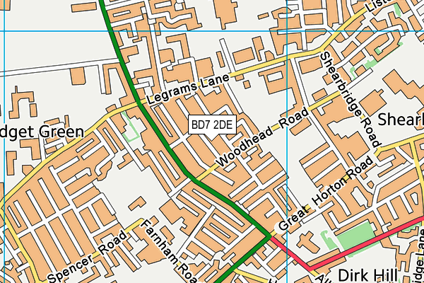 BD7 2DE map - OS VectorMap District (Ordnance Survey)