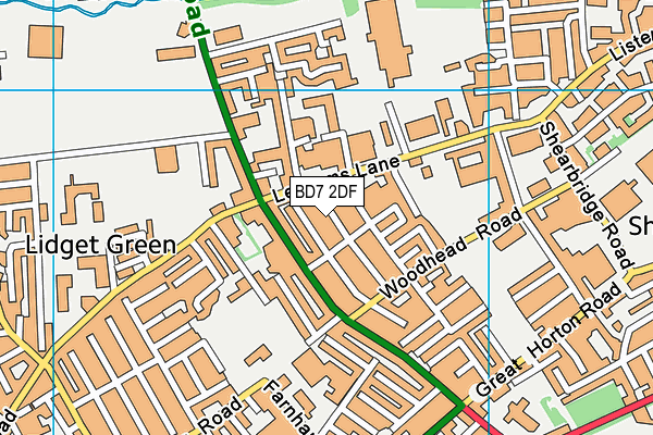 BD7 2DF map - OS VectorMap District (Ordnance Survey)