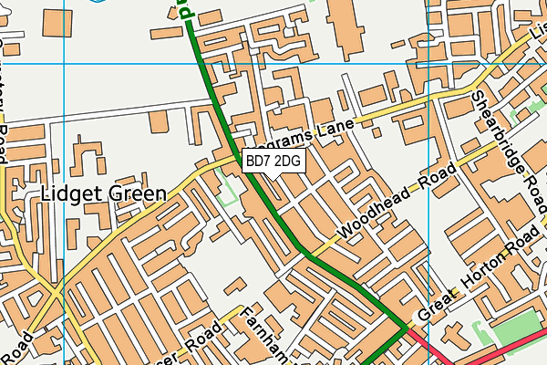 BD7 2DG map - OS VectorMap District (Ordnance Survey)