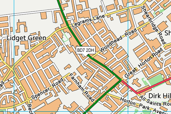 BD7 2DH map - OS VectorMap District (Ordnance Survey)