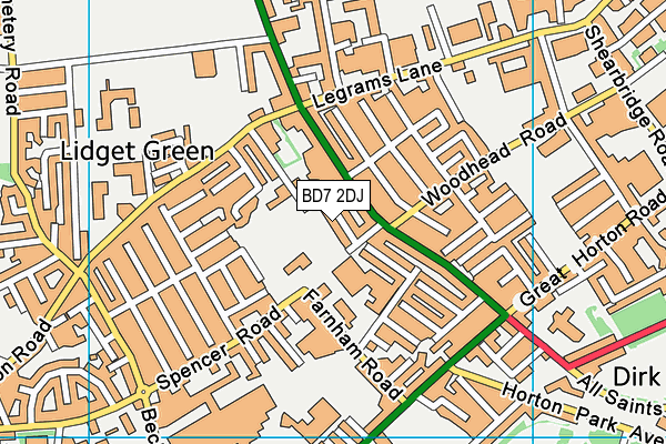 BD7 2DJ map - OS VectorMap District (Ordnance Survey)