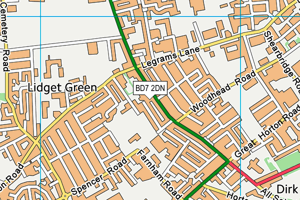 BD7 2DN map - OS VectorMap District (Ordnance Survey)