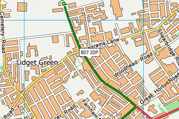 BD7 2DP map - OS VectorMap District (Ordnance Survey)