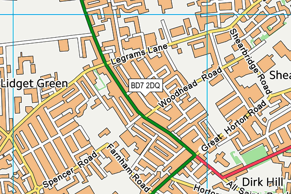 BD7 2DQ map - OS VectorMap District (Ordnance Survey)