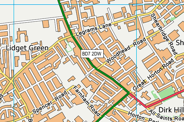 BD7 2DW map - OS VectorMap District (Ordnance Survey)