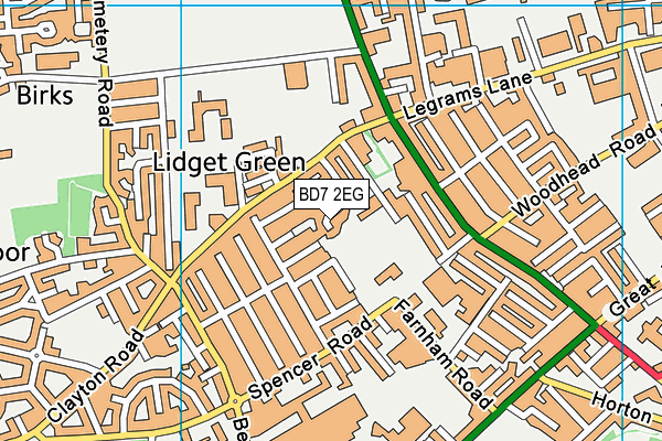 BD7 2EG map - OS VectorMap District (Ordnance Survey)