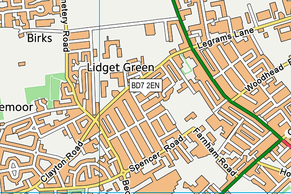 BD7 2EN map - OS VectorMap District (Ordnance Survey)