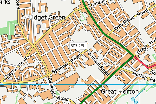 Horton Grange Primary School map (BD7 2EU) - OS VectorMap District (Ordnance Survey)