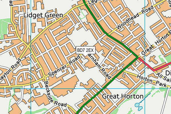 BD7 2EX map - OS VectorMap District (Ordnance Survey)