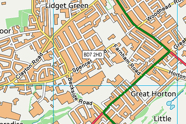 BD7 2HD map - OS VectorMap District (Ordnance Survey)