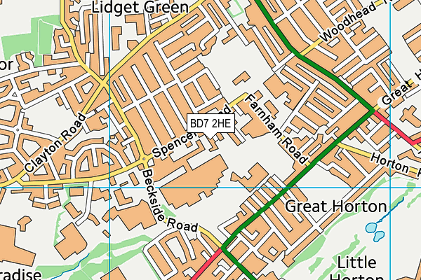 BD7 2HE map - OS VectorMap District (Ordnance Survey)