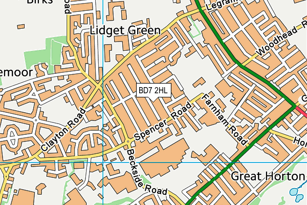 BD7 2HL map - OS VectorMap District (Ordnance Survey)