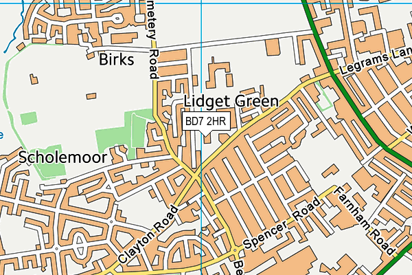 BD7 2HR map - OS VectorMap District (Ordnance Survey)