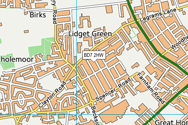 BD7 2HW map - OS VectorMap District (Ordnance Survey)