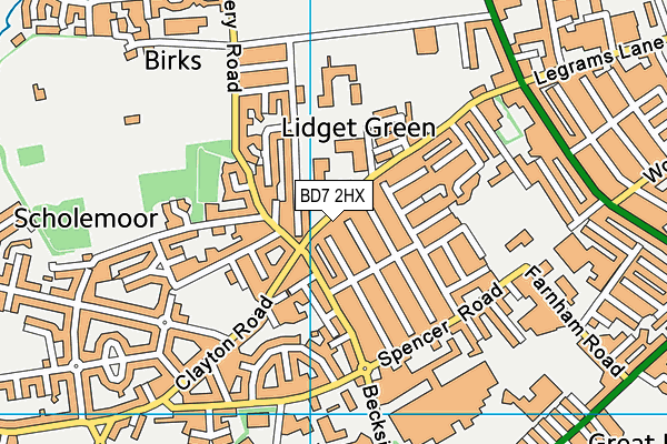 BD7 2HX map - OS VectorMap District (Ordnance Survey)