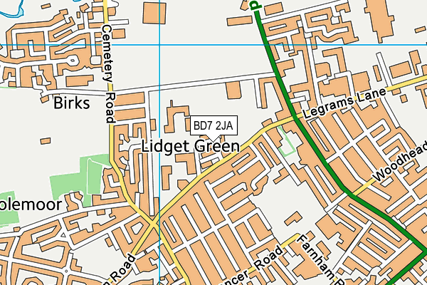 BD7 2JA map - OS VectorMap District (Ordnance Survey)