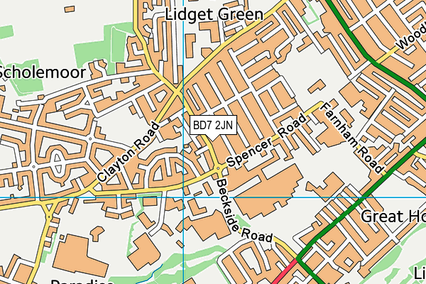 BD7 2JN map - OS VectorMap District (Ordnance Survey)