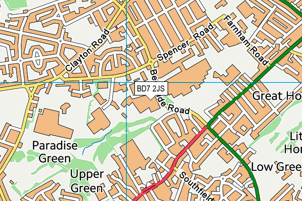 BD7 2JS map - OS VectorMap District (Ordnance Survey)